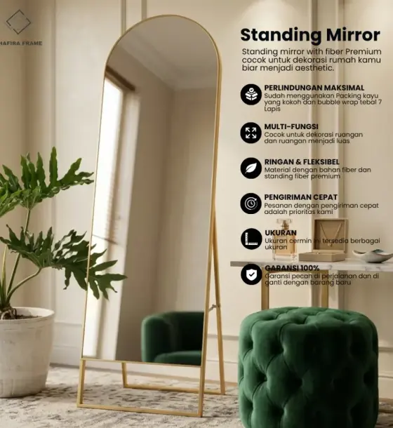 Standing Mirror Premium fiber ukuran 40x135 cm Aesthetic di Pasirjambu, Bandung