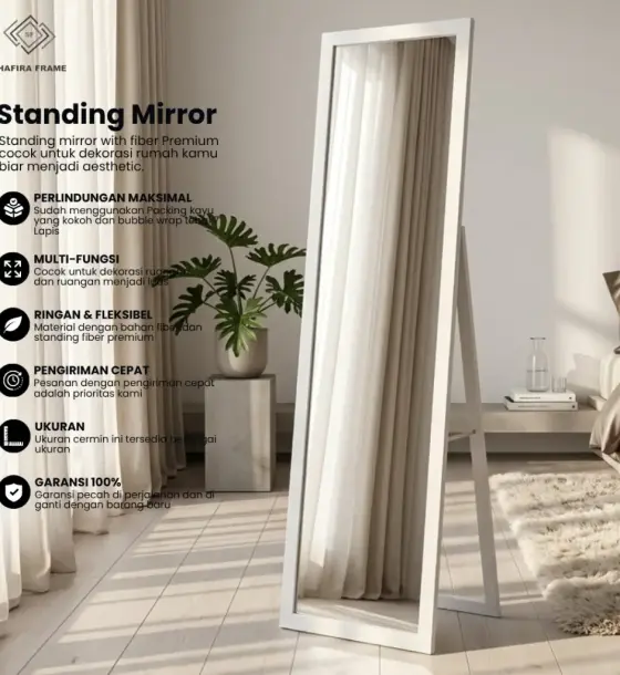 Cermin aesthetic Standing mirror minimalis premium / cermin berditi aesthetic 33 x 127 cm di Ujungberung, Bandung