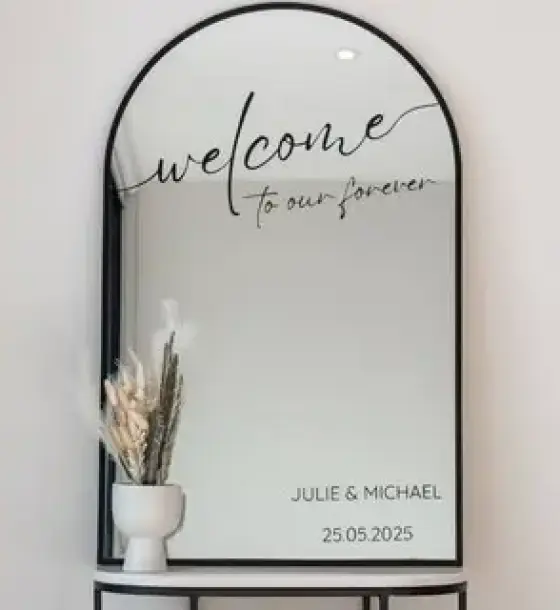 Cermin Aesthetic 40x60 cm Oval Welcome Mirror Wedding Custom Nama Tanggal di Cisurupan, Garut
