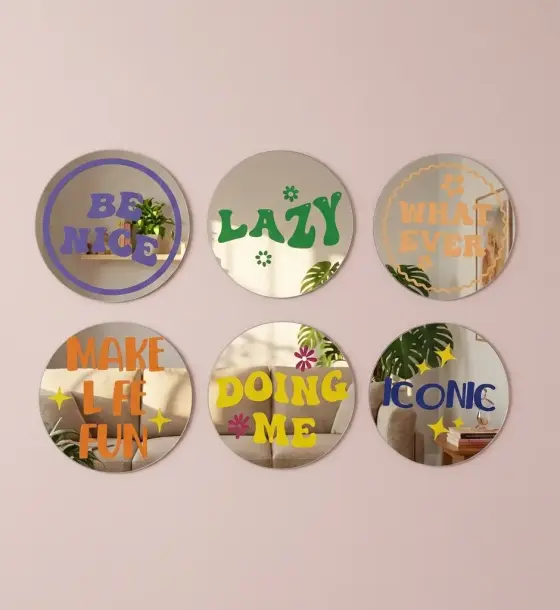 Wall Mirror Motif Quote | Cermin Hias Dinding Modern & Estetik di Caringin, Garut