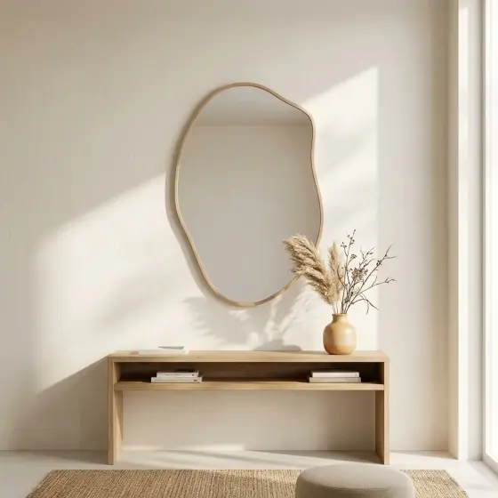 Cermin Gantung 40x60 cm Minimalis Modern | Cermin Dinding list rubber model shape C di Banyuwangi