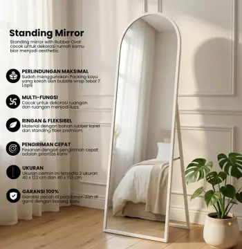 standing mirror aesthetic full body rubber oval 40x153 Premium - Cermin & Bingkai Shafira Frame