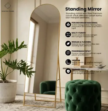 Standing Mirror Premium fiber ukuran 40x135 cm Aesthetic - Cermin & Bingkai Shafira Frame