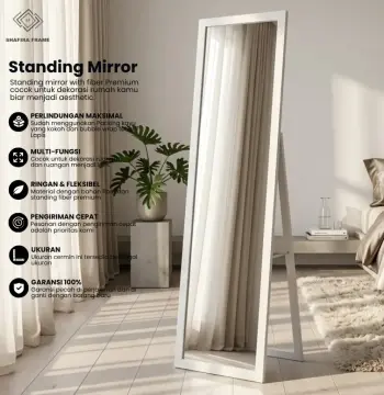 Cermin aesthetic Standing mirror minimalis premium / cermin berditi aesthetic 33 x 127 cm - Cermin & Bingkai Shafira Frame