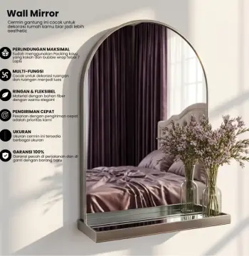 Cermin gantung aesthetic Makeup oval middle ukuran 40x60 cm - Cermin & Bingkai Shafira Frame