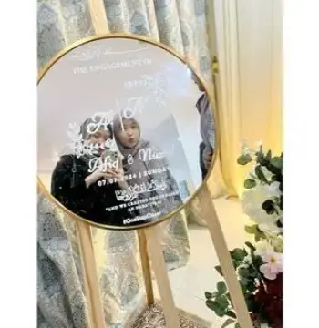 Welcome Sign Wedding Custom 40 cm / Cermin Pernikahan Bahan HPL & Rubber
