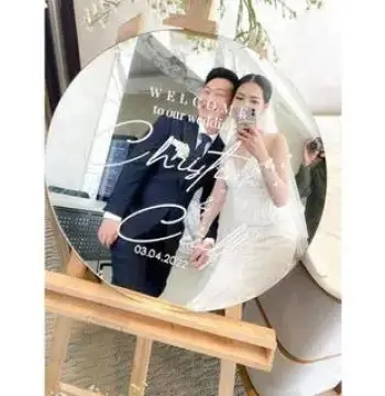 Welcome Sign Wedding Custom 60cm / Cermin Pernikahan Bahan HPL & Rubber