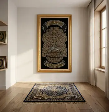 Kaligrafi Ayat Kursi Premium 75x135 cm Frame Fiber Mewah | Hiasan Dinding Islami