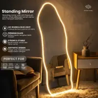 Standing mirror Led aesthetic full body rubber klasik Abstrak 40x122 Premium Thumbnail 1