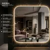 Cermin gantung frameless Lampu aestetik premium, bentuk curve, oval, daun, ukuran 40x60cm Thumbnail 1