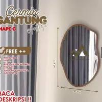 Cermin Gantung 40x60 cm Minimalis Modern | Cermin Dinding list rubber model shape C Thumbnail 4
