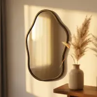 Cermin Gantung 40x60 cm Minimalis Modern | Cermin Dinding list rubber model shape D Thumbnail 2