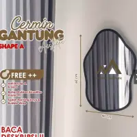 Cermin Gantung 40x60 cm Minimalis Modern | Cermin Dinding list rubber model shape D Thumbnail 3